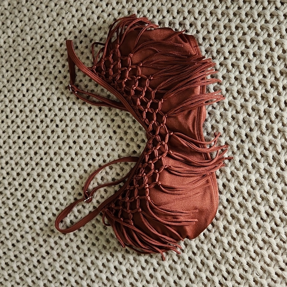 Xhilaration Rust Fringe Bikini Top